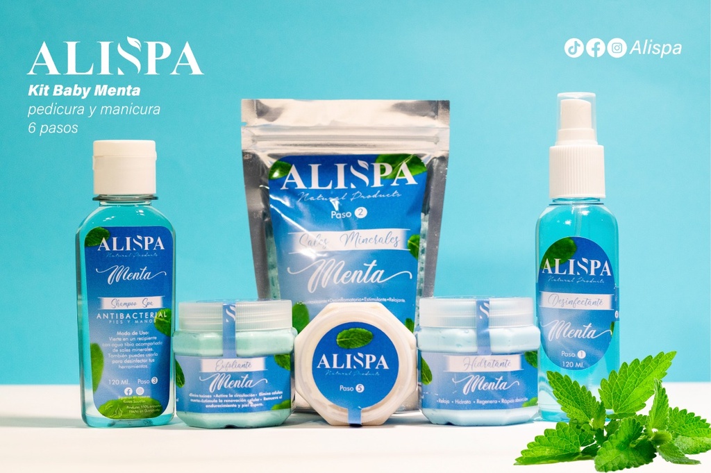 ALISPA kit baby menta pedicure y manicure 6 pasos