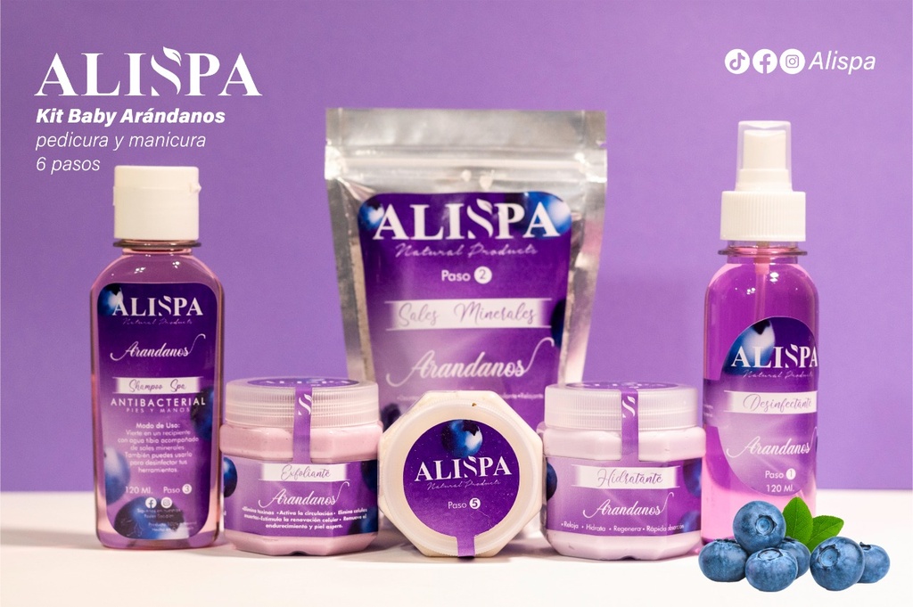 ALISPA kit baby arandanos pedicure y manicure 6 pasos