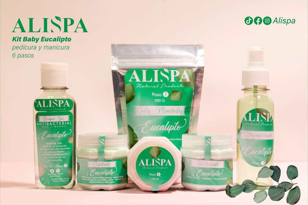 ALISPA kit baby eucalipto pedicure y manicure 6 pasos
